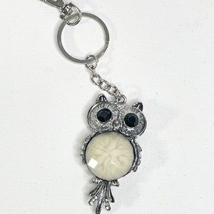 Silver Owl Bag Charm or Keychain